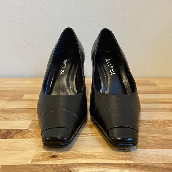 Vintage Feet First Gemina Black Leather Pointed-Toe Heels 6.5 genuine leather - Picture 4 of 16